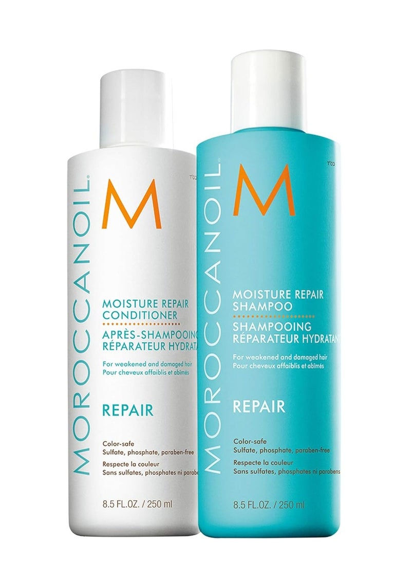 Moisture Repair Shampoo and Conditioner Set, 250ml Each – Strengthening Hair Care for Damaged or Chemically Treated Hair 250x2ml