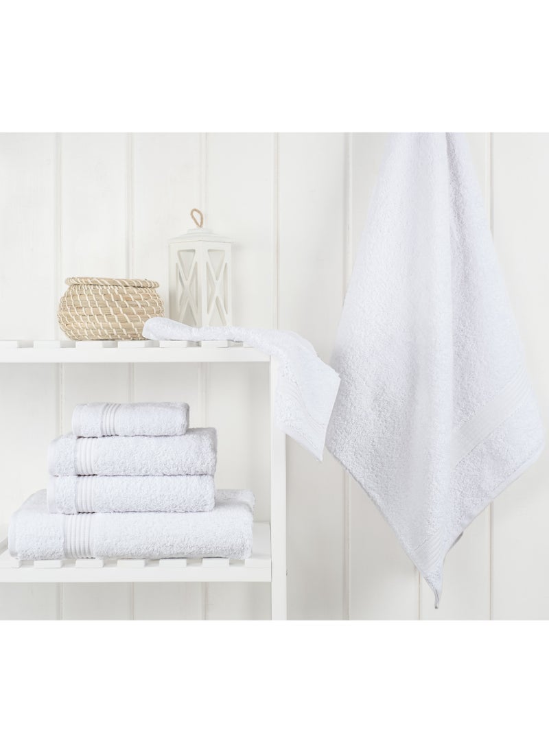 Towel Set Luxury Hotel Quality 500 GSM Genuine Combed Cotton, Super Soft & Absorbent Family Bath Towels 6 Piece Set -  2 Bath Towels, 2 Hand Towels, 2 Washcloths - Bright White