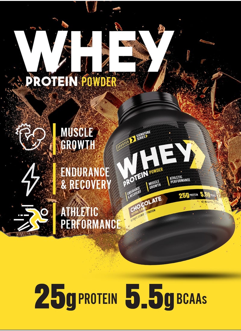 Sporter Whey Protein Powder – 5lb | 25g Protein Per Serving | Whey Isolate & Concentrate Blend | Chocolate Flavor | Muscle Growth & Recovery | Low Carb, Easy Mix, No Added Sugars