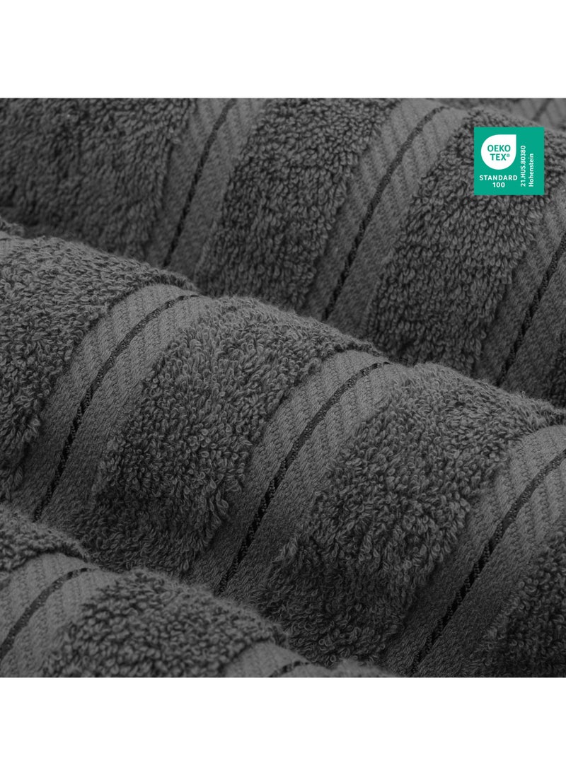 Towel Set Luxury Hotel Quality 600 GSM Genuine Combed Cotton, Super Soft & Absorbent Family Bath Towels 6 Piece Set -  2 Bath Towels, 2 Hand Towels, 2 Washcloths - Dark Grey