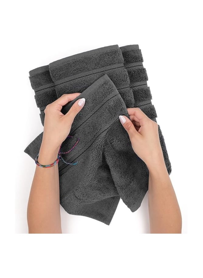 Towel Set Luxury Hotel Quality 600 GSM Genuine Combed Cotton, Super Soft & Absorbent Family Bath Towels 6 Piece Set -  2 Bath Towels, 2 Hand Towels, 2 Washcloths - Dark Grey