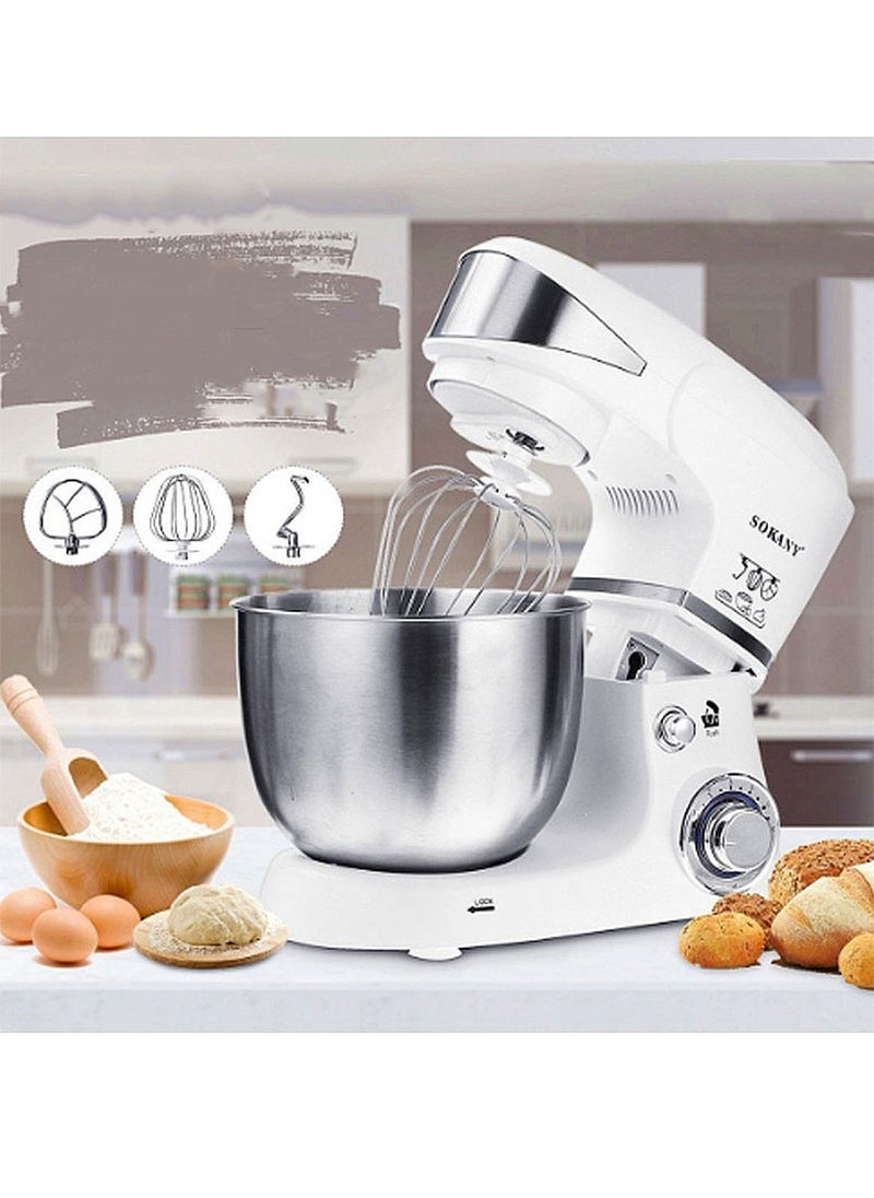 Stand Mixer, 5 liters, 1000 watts, Multi-function Kitchen Machine, with Lid Splash-Proof SC-206 White