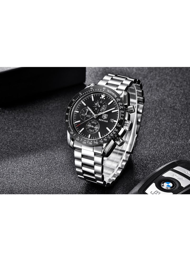 Watches for Men Watch Quartz Luxury Stainless Steel Water Resistant Chronograph Watch 5140