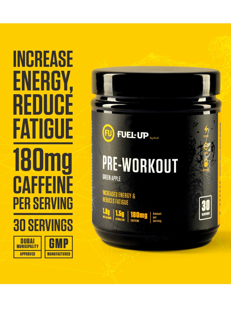 Pre Workout Green Apple Powder Increase Energy Muscle Pump and Anti Fatigue 300 Grams