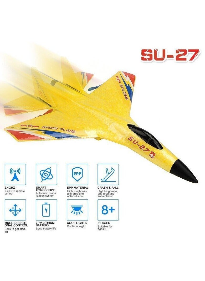 RC Plane SU-27 Drone with 2.4GHZ 2CH, Remote Channel Remote Control Airplane, Control Flying Paper Aircraft Toys Indoors & Outdoors Easy to Fly Best Gift for Adults and Children