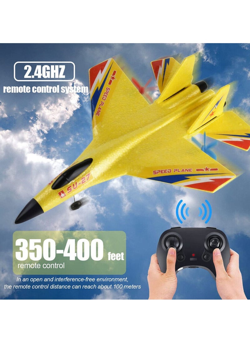 RC Plane SU-27 Drone with 2.4GHZ 2CH, Remote Channel Remote Control Airplane, Control Flying Paper Aircraft Toys Indoors & Outdoors Easy to Fly Best Gift for Adults and Children