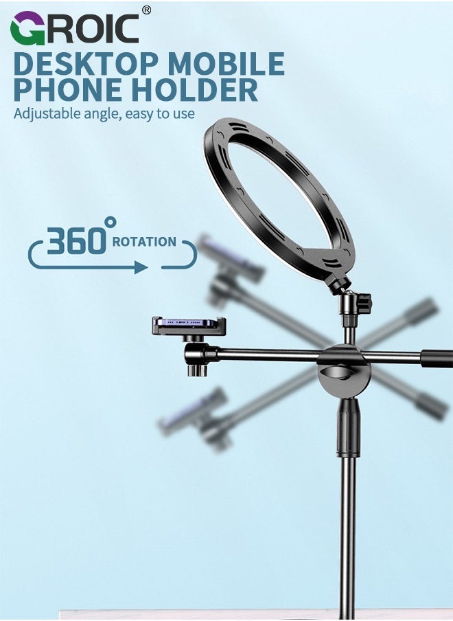 LED Ring Light Desktop Live Light USB Fill Lamp Dimmable with Phone Holder Tripod 5600K Adjustable for Phone Selfie