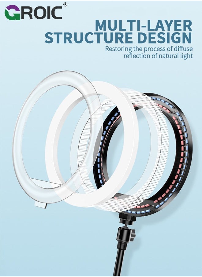 LED Ring Light Desktop Live Light USB Fill Lamp Dimmable with Phone Holder Tripod 5600K Adjustable for Phone Selfie