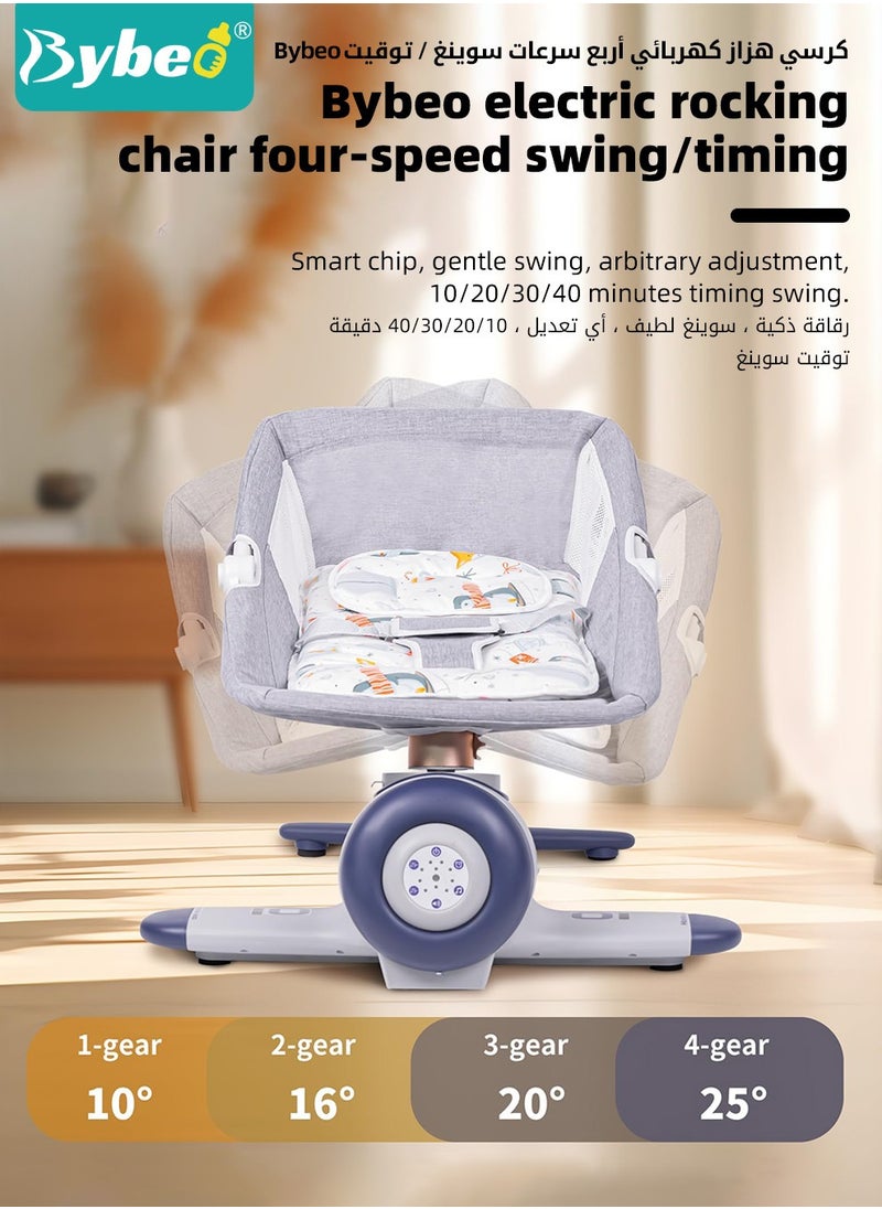 Baby Swing, Infant Crib Rocking Chairs, Portable Babies Rocker Chair, Electric Bouncer for Infants Boys Girls, 3 Seat Positions 4 Speeds, Bluetooth Music, Harness Belt and Remote Control