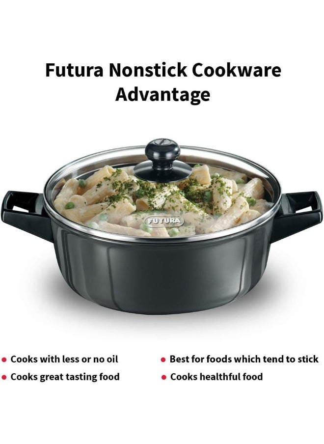 Hawkins Futura Nonstick Cook n Serve Stewpot With Glass Lid, 3 Litres, Black