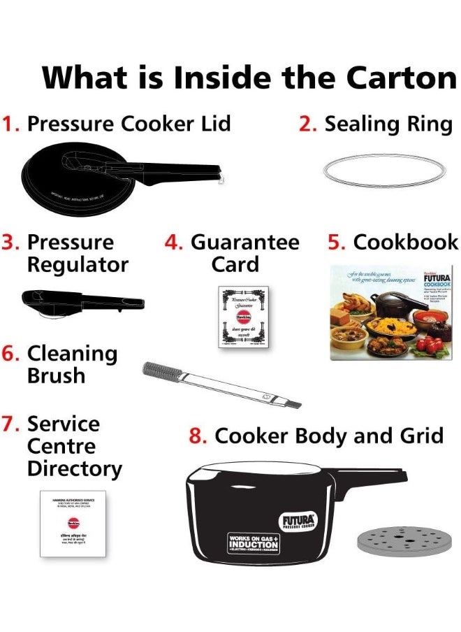 FUTURA Hawkins Aluminium Pressure Cooker with Induction Base, 3 litres, Black