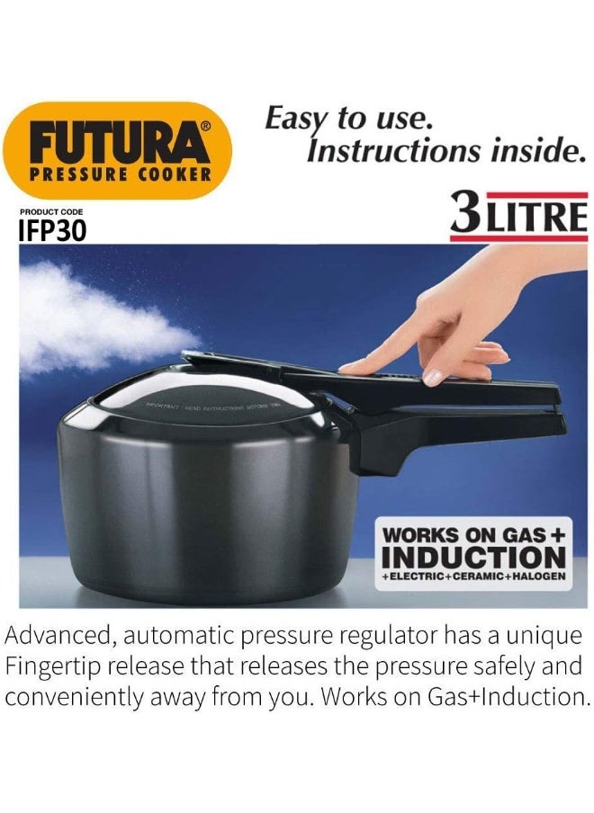 FUTURA Hawkins Aluminium Pressure Cooker with Induction Base, 3 litres, Black