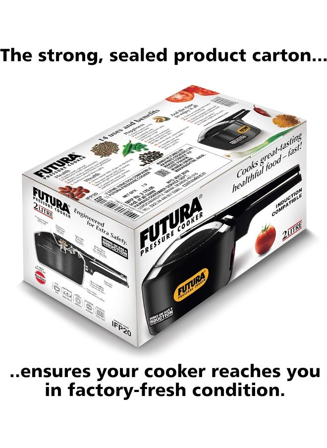 2 Liters Futura Hard Anodised Aluminium Pressure Cooker,Induction Compatible,Gray