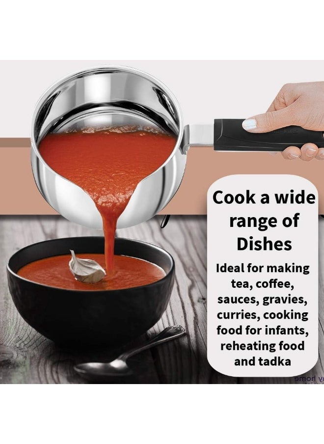 1 Liter Stainless Steel Saucepan/Tpan With Glass Lid,Induction Compatible,Silver