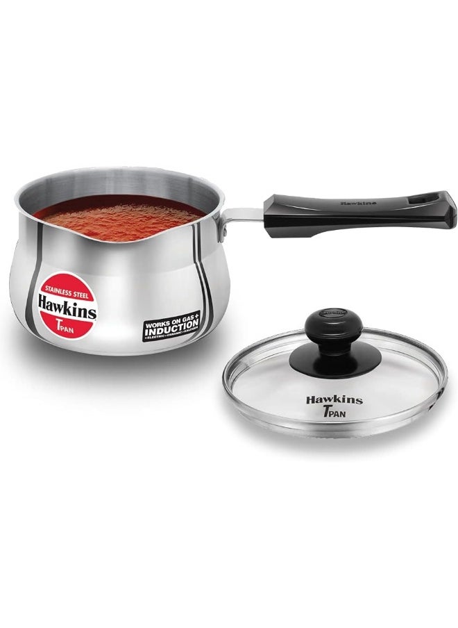 1.5 Liters Stainless Steel Saucepan With Glass Lid,Silver