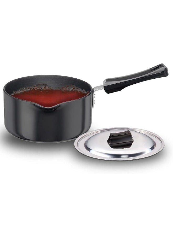 HAWKINS Futura Hard Anodised Saucepan With Steel LID and Induction Compatible Base, 3.25mm Thick, Black, 2 Litres, IS21