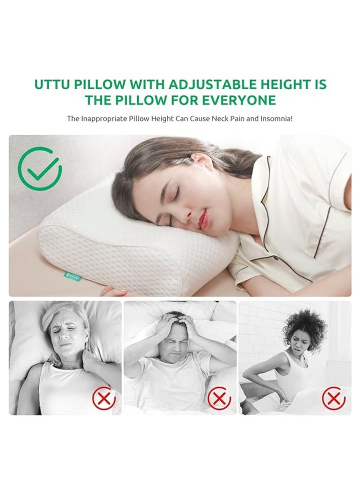 Cervical Pillow for Neck Strain Relief, Memory Foam Neck Pillow for Sleeping, Contour Cooling Pillow for Side Sleeper, Adjustable Orthopedic Sandwich Pillow, Queen(23.6