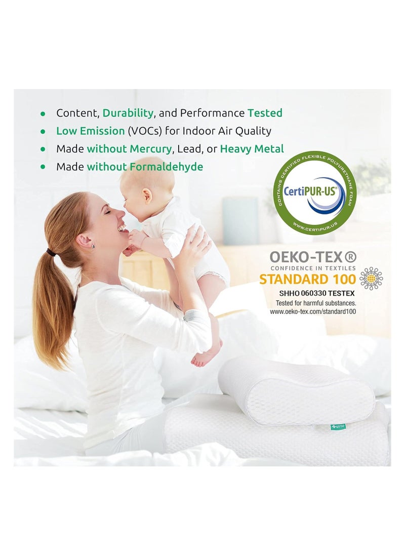 Cervical Pillow for Neck Strain Relief, Memory Foam Neck Pillow for Sleeping, Contour Cooling Pillow for Side Sleeper, Adjustable Orthopedic Sandwich Pillow, Queen(23.6