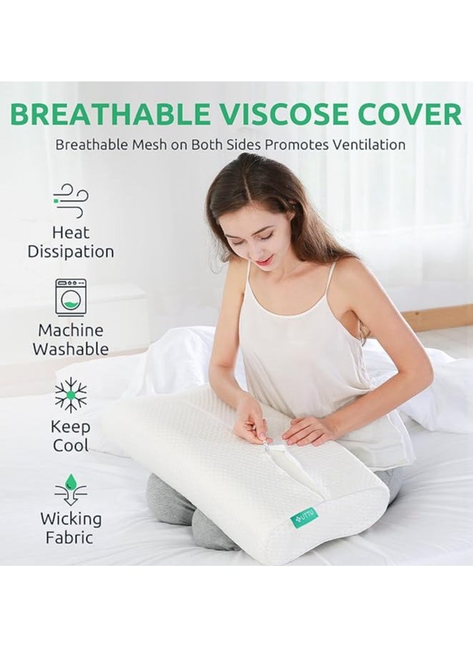 Cervical Pillow for Neck Strain Relief, Memory Foam Neck Pillow for Sleeping, Contour Cooling Pillow for Side Sleeper, Adjustable Orthopedic Sandwich Pillow, Queen(23.6