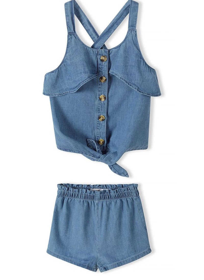 Kids Girls Chambray Top And Short Set