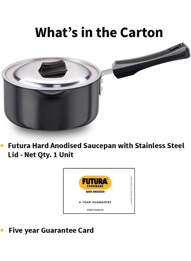 1.5 Liters Futura Hard Anodised Aluminium Saucepan With Lid,Induction Compatible,Silver
