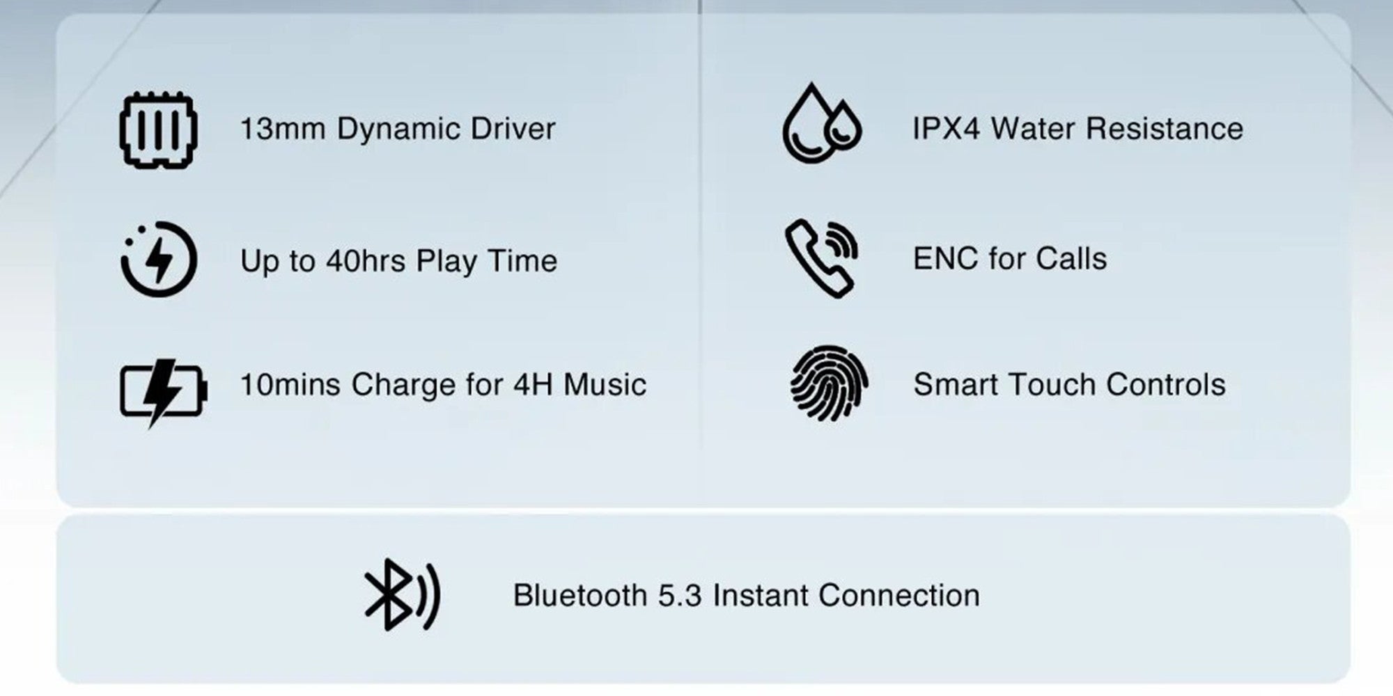 Excelent Bluetooth Wireless Earphone With Bluetooth 5.3 Connectivity, Gaming Mode, Active Noise Cancellation and 40 Hours Battery Life T9 - Black