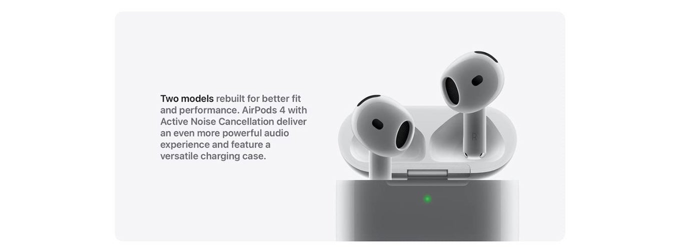 AirPods 4 Wireless Earbuds, Bluetooth Headphones, Personalized Spatial Audio, Sweat and Water Resistant, USB-C Charging Case, H2 Chip, Up to 30 Hours of Battery Life, Effortless Setup For IPhone White