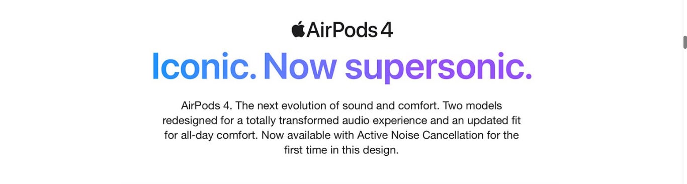 AirPods 4 ANC Wireless Earbuds, Bluetooth Headphones, with Active Noise Cancellation, Adaptive Audio, Transparency Mode, Personalized Spatial Audio, USB-C Charging Case, Wireless Charging, H2 Chip White