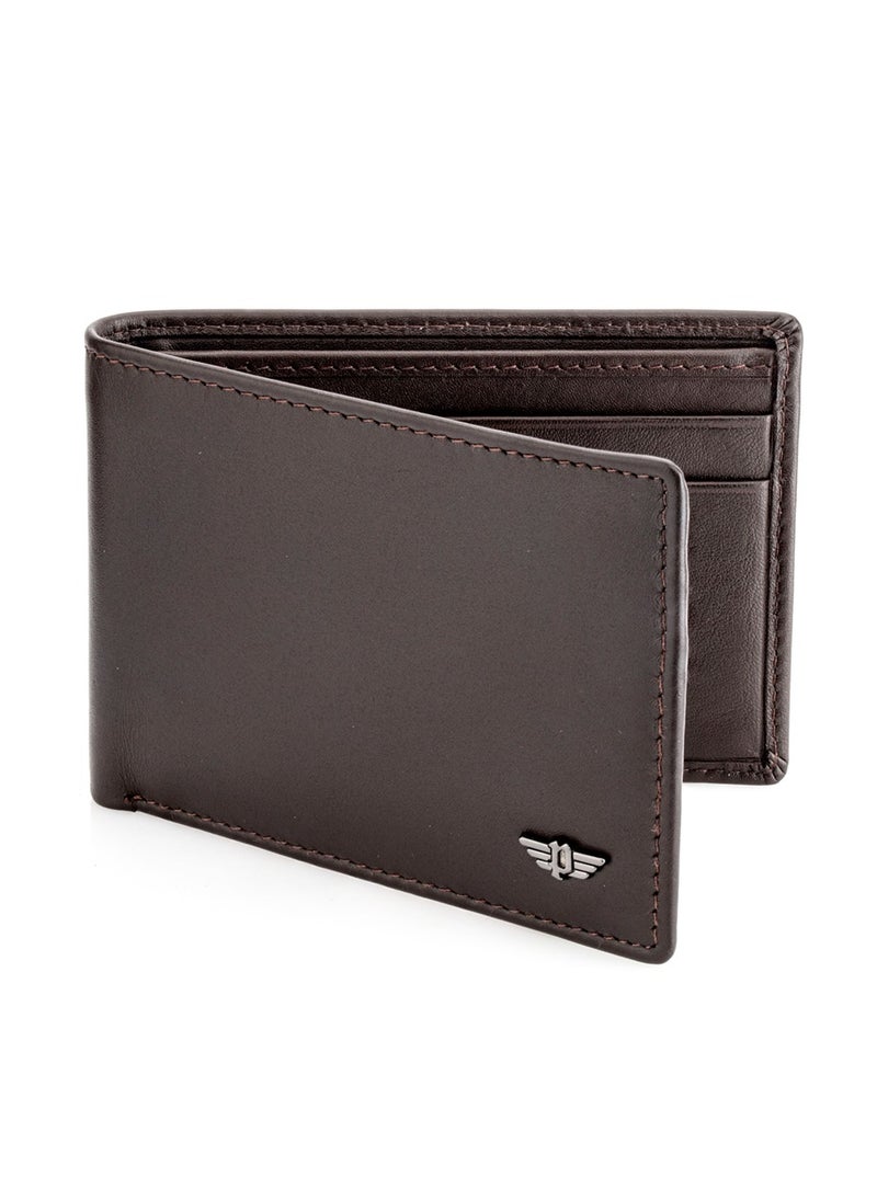 Nest Men's Wallet, Brown Genuine Textured Leather, Multiple Card Slots & Bill Compartment