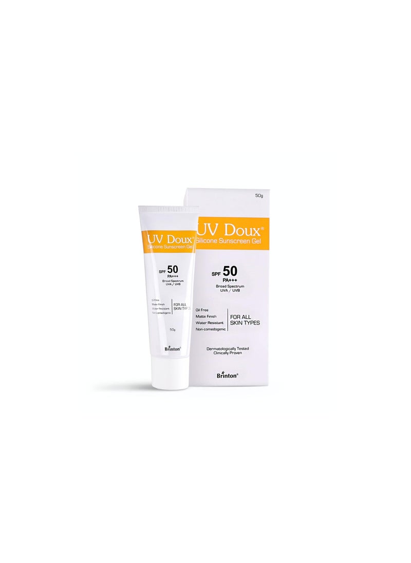 UV Doux Blue Light Tinted Sunscreen Gel SPF 50 PA+++ Broad Specturm | Blue Light & UVA/UVB Protection | Matte Finish with Sweat & Water Resistance For Men & Women | For All Skin Types, 50g