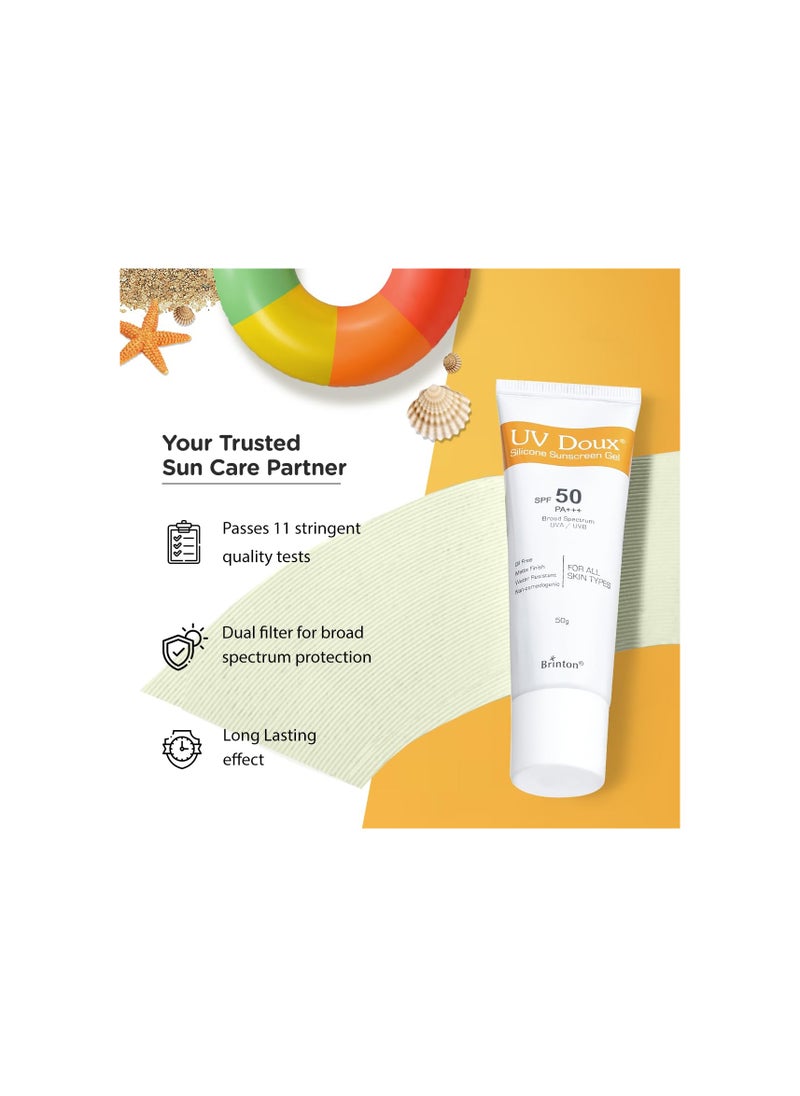 UV Doux Blue Light Tinted Sunscreen Gel SPF 50 PA+++ Broad Specturm | Blue Light & UVA/UVB Protection | Matte Finish with Sweat & Water Resistance For Men & Women | For All Skin Types, 50g