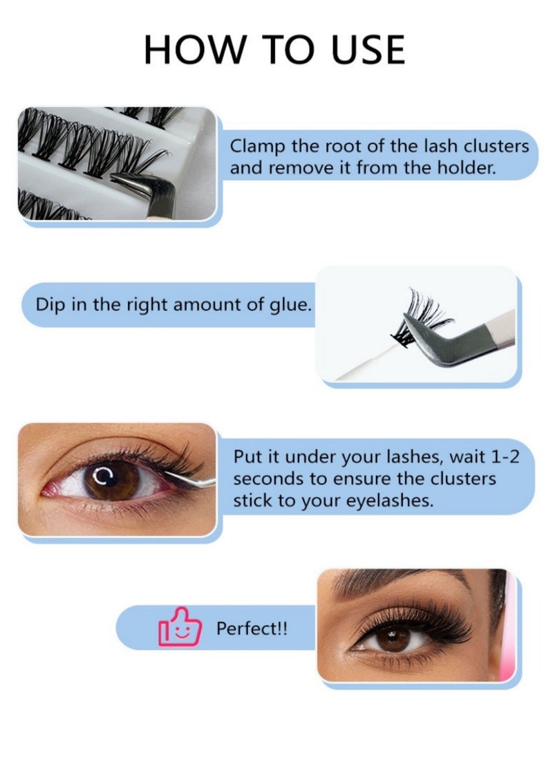 200Pcs D Curling Eyelashes MIX8-16mm Natural Eyelashes Volume Soft DIY Personalized Eyelashes Reusable Black for Make up