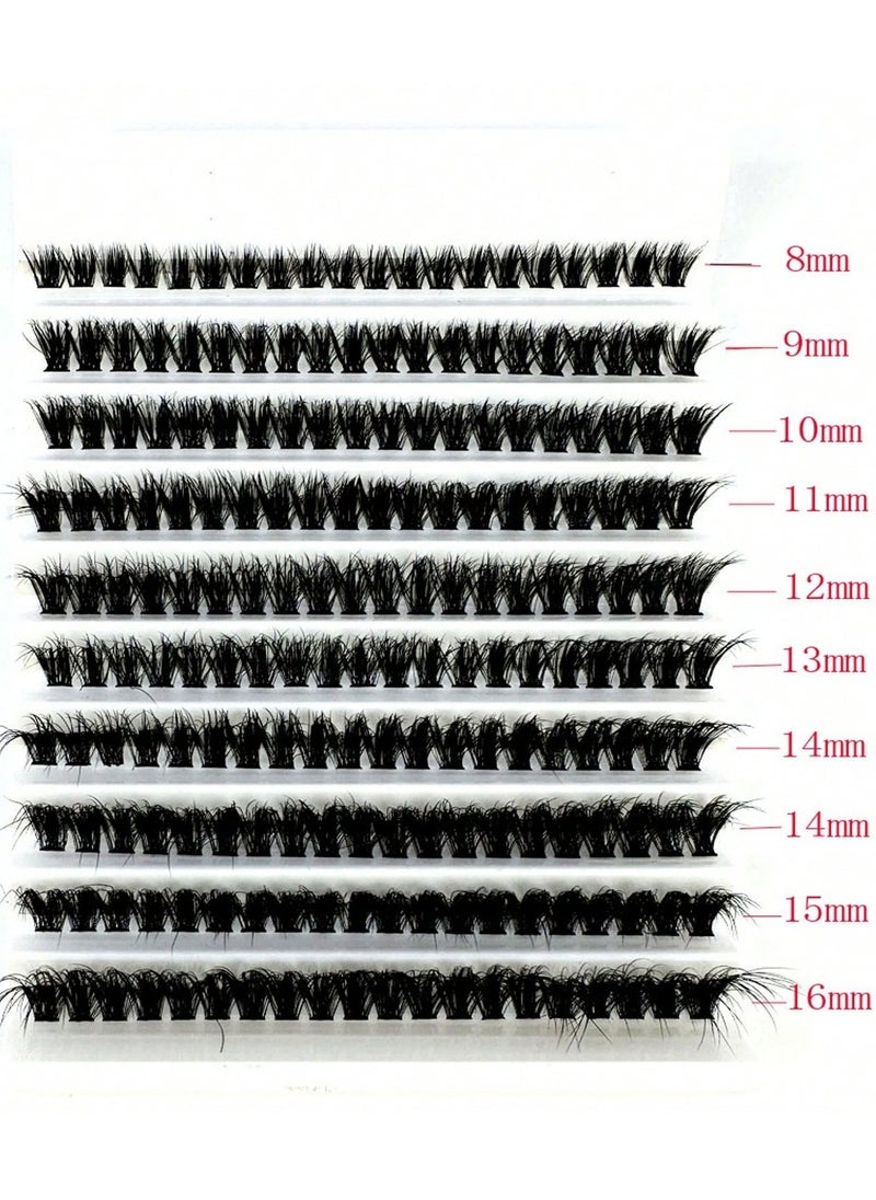 200Pcs D Curling Eyelashes MIX8-16mm Natural Eyelashes Volume Soft DIY Personalized Eyelashes Reusable Black for Make up