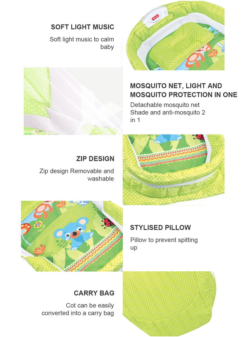 Portable Foldable Baby Bed With Light Music And Diaper Changing Table For Newborn Baby Nap Bed Suitable For Travel And Home Use 75*41*14cm