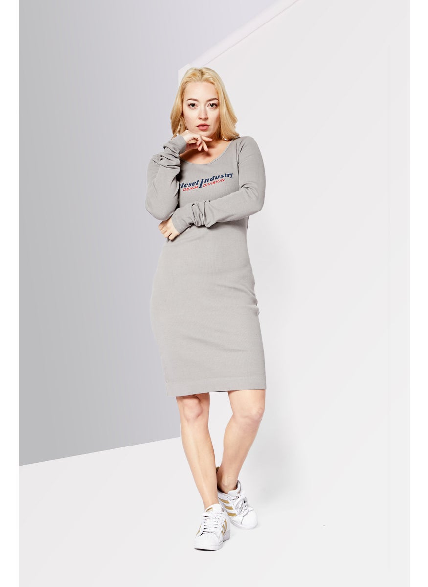 Women Brand Logo Mini Dress, Grey