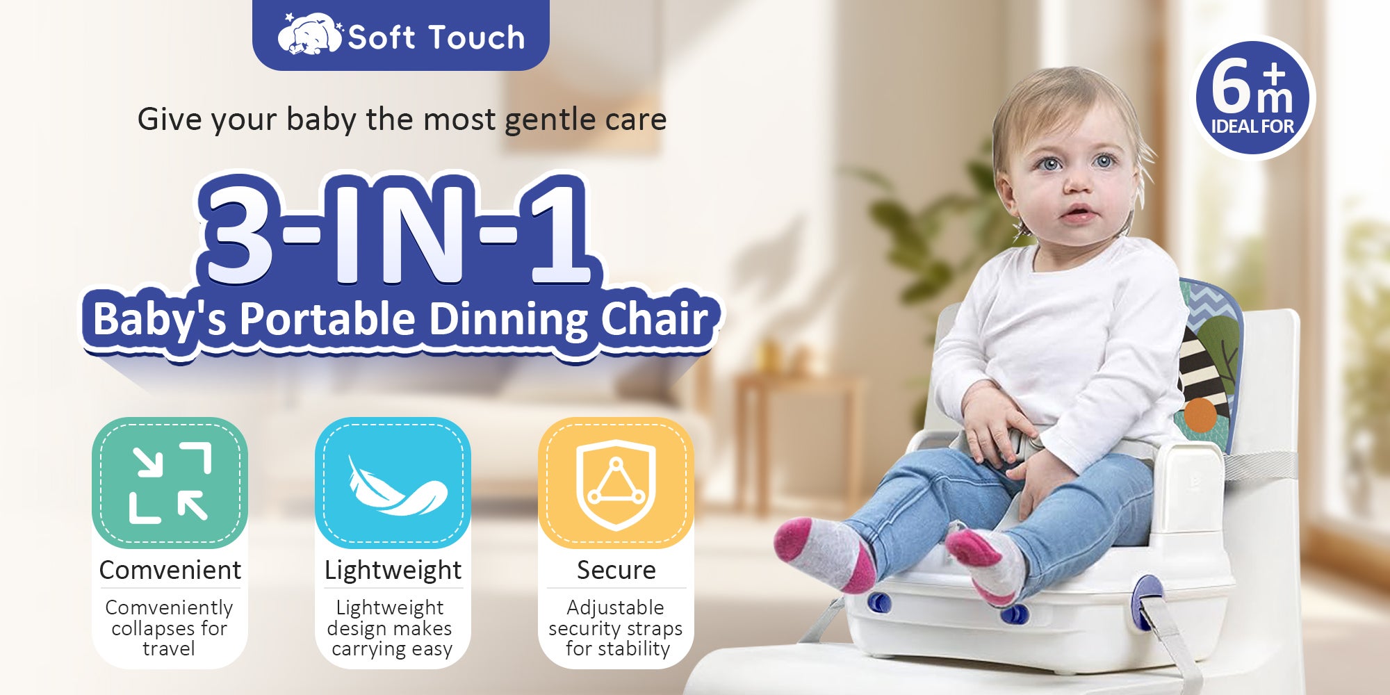 Toddler Booster Chair Baby Table Chair Baby Booster Seat For Foldable  Dining Table With Music and Storage Box