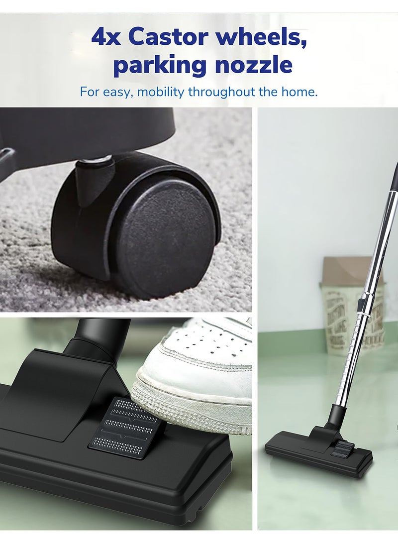 Drum Vacuum Cleaner with 25L Dust Capacity | Strong Suction with Low Noise | Multi-Stage Filtration with Dust Full Indicator | Wheel Base for Easy Use | For Home & Offices 25 L 2400 W SVC-9125D Black