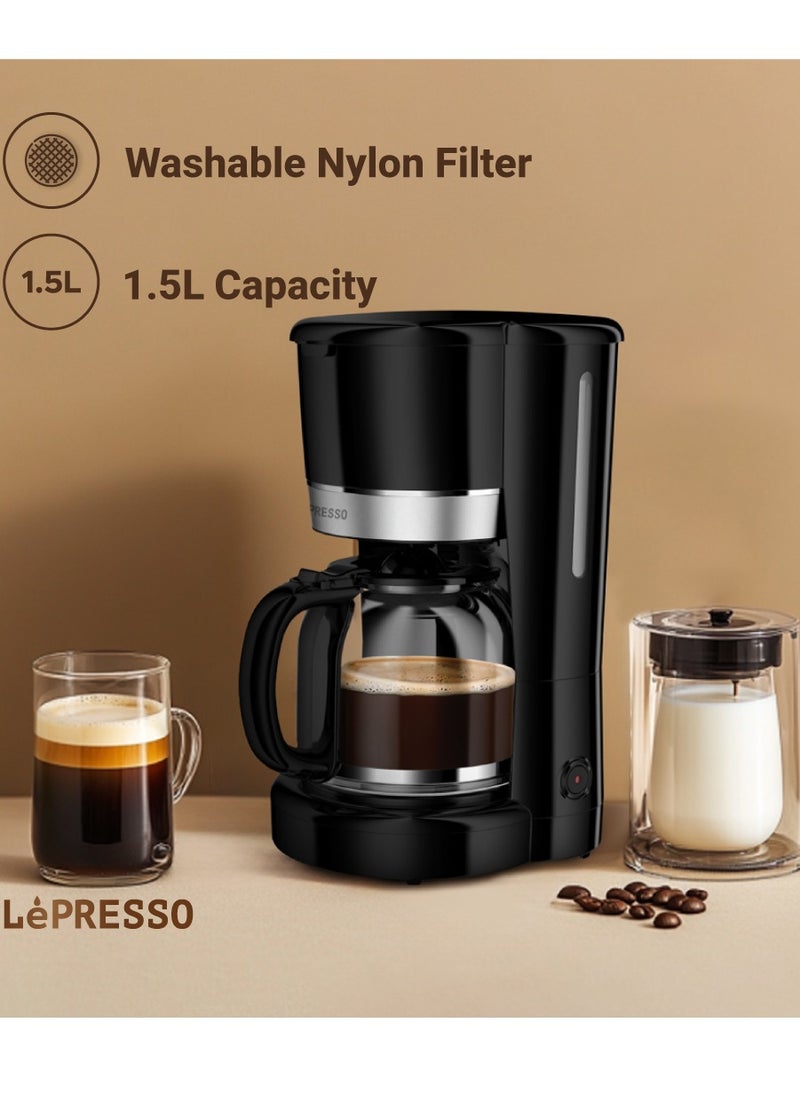 3 in 1 Breakfast Set with 1.7L Electric Kettle and 2 Slice Toaster and 1.5L Drip Coffee Machine / Coffee Maker- Black