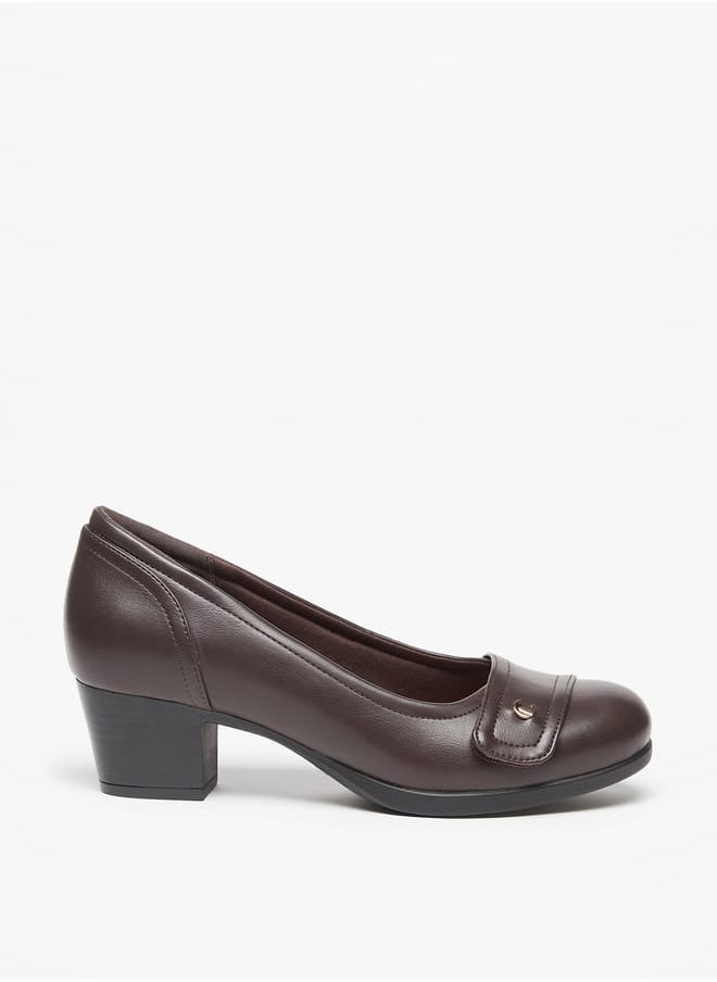 Womens Solid Slip-On Shoes With Block Heels