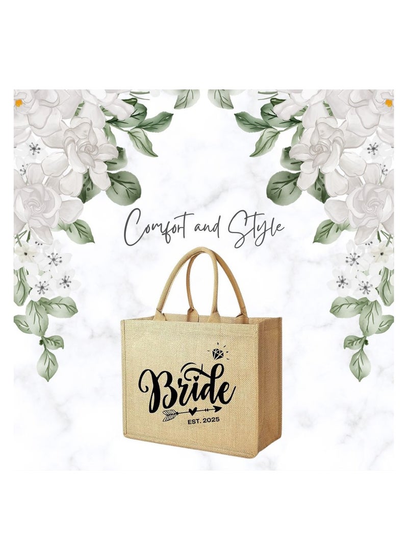 Jute Tote Bag-Bride Est-Wedding Party Gift Bag For Bridesmaids And Guests-Wedding Party Favors