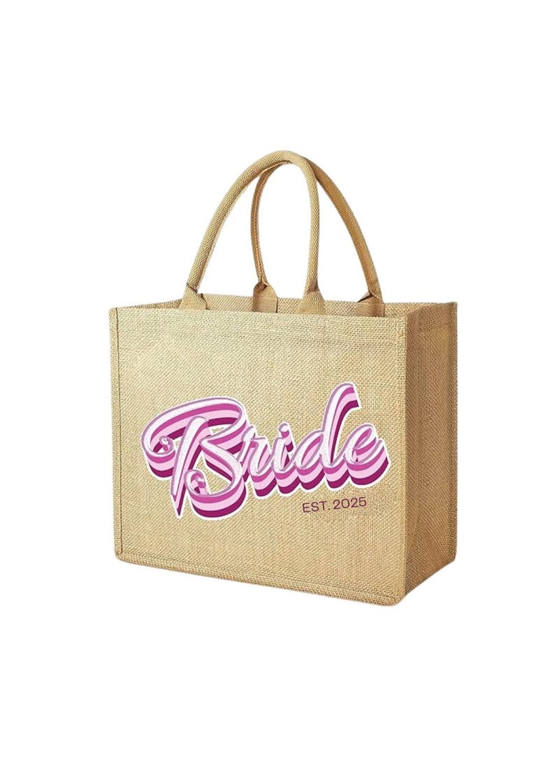 Jute Tote Bag-Bride Est-Wedding Party Gift Bag For Bridesmaids And Guests-Wedding Party Favors