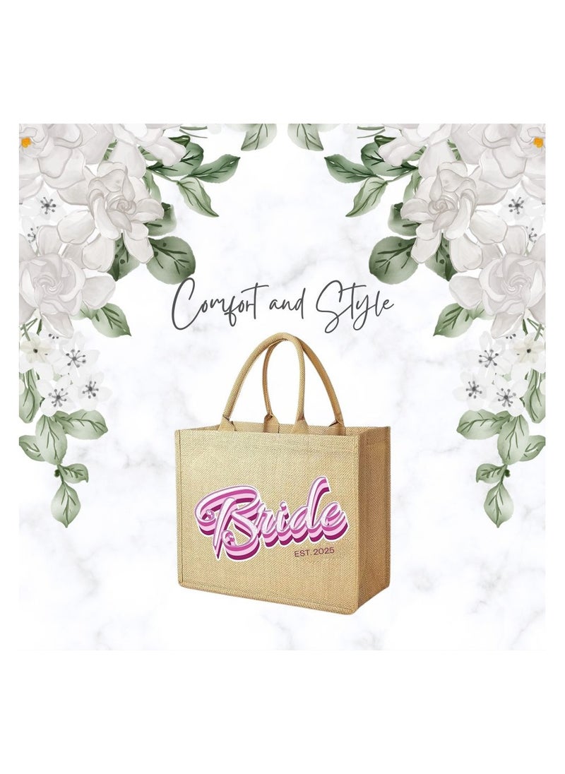 Jute Tote Bag-Bride Est-Wedding Party Gift Bag For Bridesmaids And Guests-Wedding Party Favors