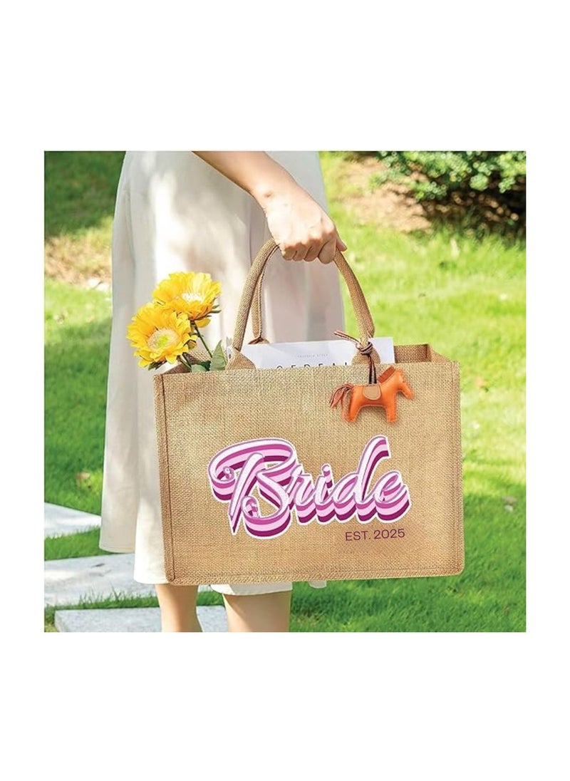 Jute Tote Bag-Bride Est-Wedding Party Gift Bag For Bridesmaids And Guests-Wedding Party Favors