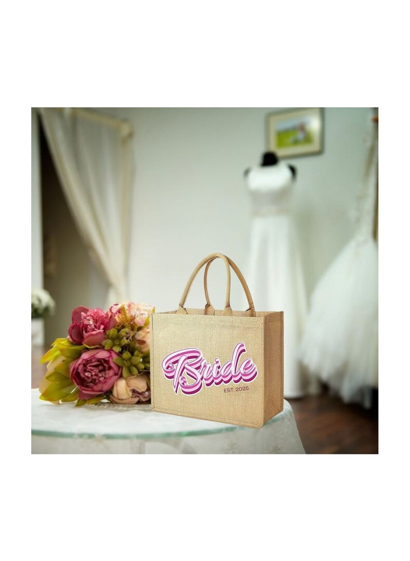 Jute Tote Bag-Bride Est-Wedding Party Gift Bag For Bridesmaids And Guests-Wedding Party Favors