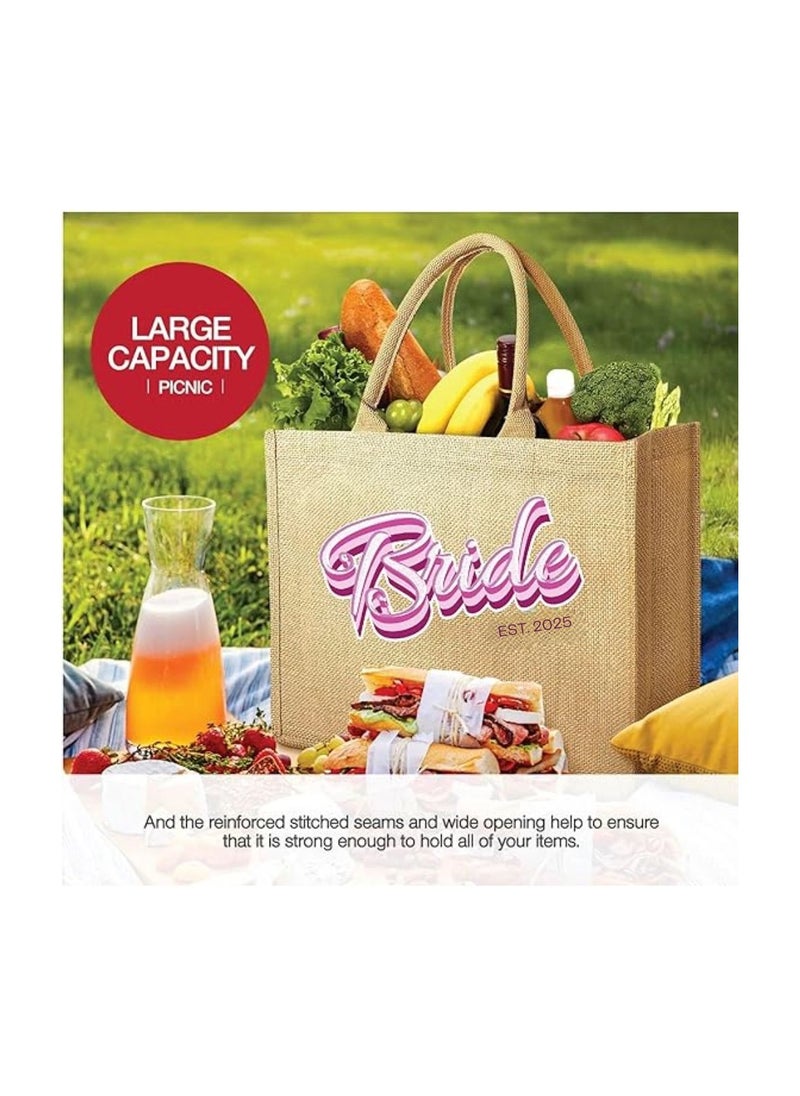 Jute Tote Bag-Bride Est-Wedding Party Gift Bag For Bridesmaids And Guests-Wedding Party Favors