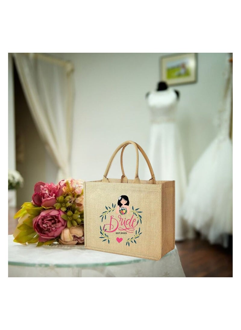 Jute Tote Bag-Bride Est-Wedding Party Gift Bag For Bridesmaids And Guests-Wedding Party Favors