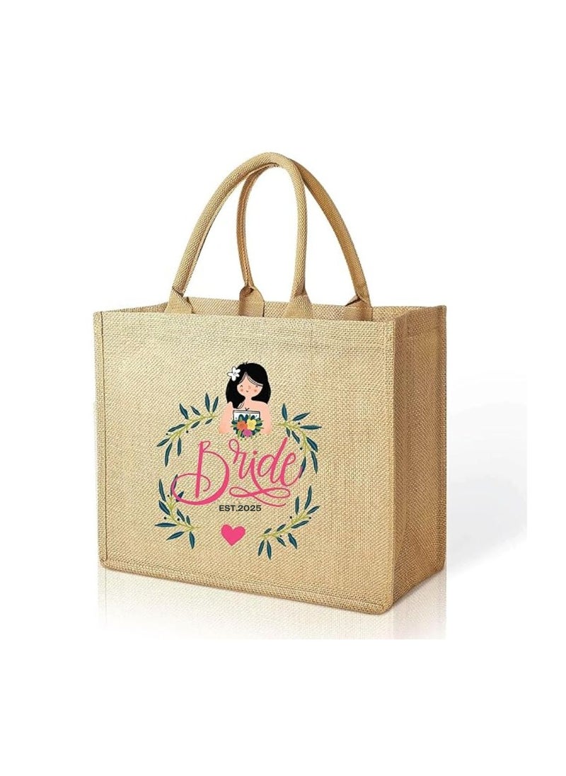 Jute Tote Bag-Bride Est-Wedding Party Gift Bag For Bridesmaids And Guests-Wedding Party Favors