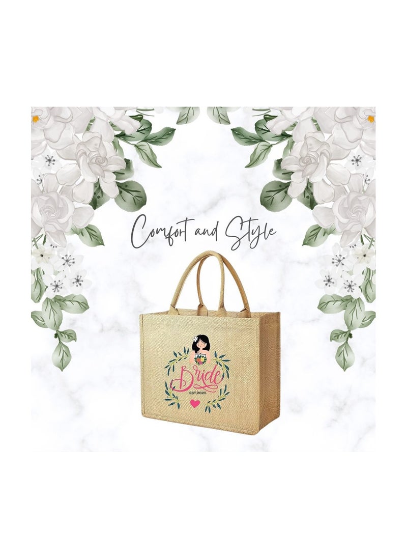 Jute Tote Bag-Bride Est-Wedding Party Gift Bag For Bridesmaids And Guests-Wedding Party Favors