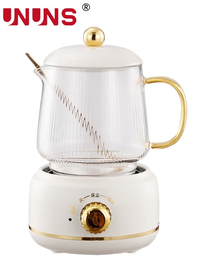Small Electric Kettle,Automatic Heat Preservation,Glass Portable Kettle Temperature Control,High Borosilicate Glass,600ML Capacity for Your Office or Kitchen,White