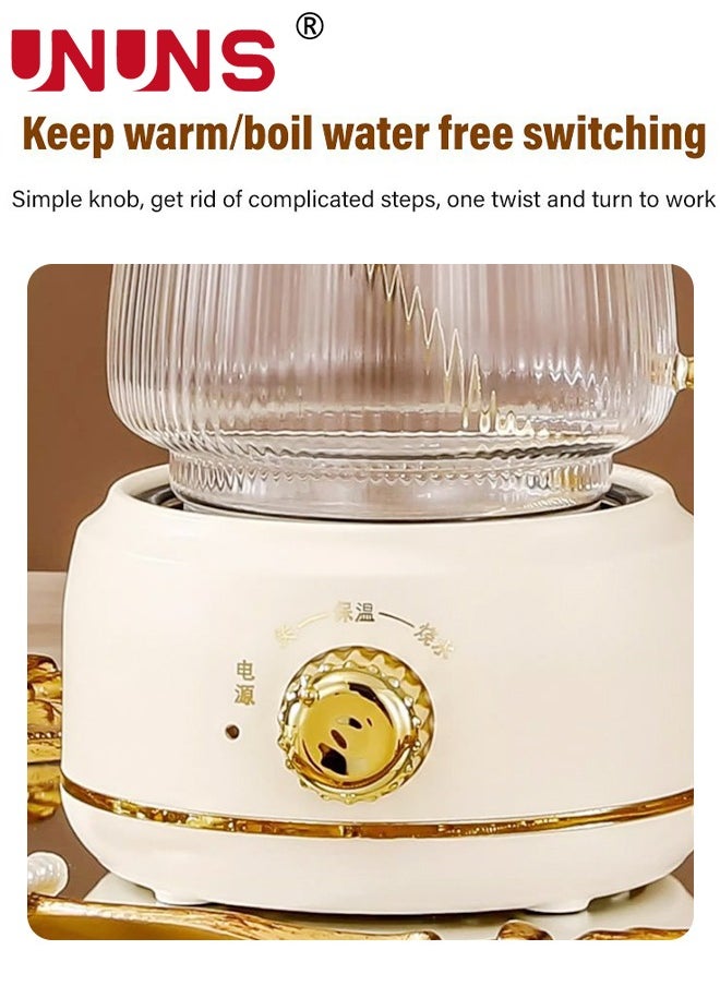 Small Electric Kettle,Automatic Heat Preservation,Glass Portable Kettle Temperature Control,High Borosilicate Glass,600ML Capacity for Your Office or Kitchen,White